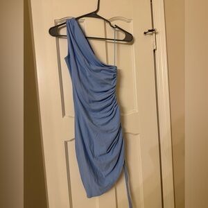 One Shoulder Ruched Mini Dress